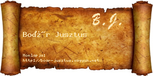 Boár Jusztus névjegykártya